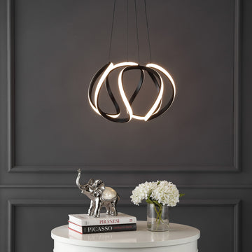 Euphoria 18.5" Contemporary Designer Aluminum/Iron Scribble Integrated LED Pendant Light - JONATHAN Y